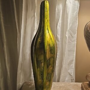 Brand New Without Tags Artistic Green and Yellow Vase 18"Hx 17"Dx5"W